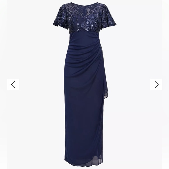 Alex Evenings Womens Petites Ruffled Maxi Evening Dress - Picture 3 of 9